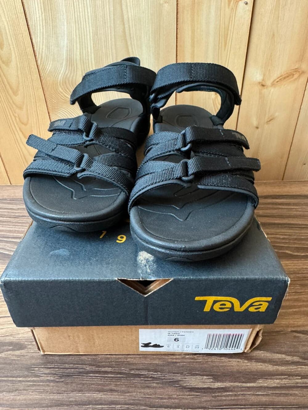New Ladies Teva Tirra Black Hiking Sandals - Size 6